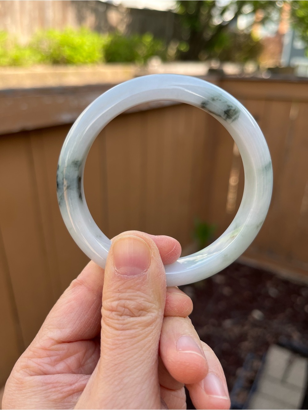 BW097-L 55.4mm Certified Untreated Grade A Burmese Jadeite Bangle Jade Bracelet